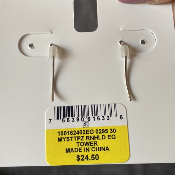 NET Silver Tone Pave’ & Stone Halo Double Drop Earrings Created for Macy’s - Picture 5 of 9